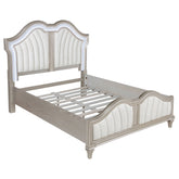 Evangeline Wood LED Panel Bed Silver Oak